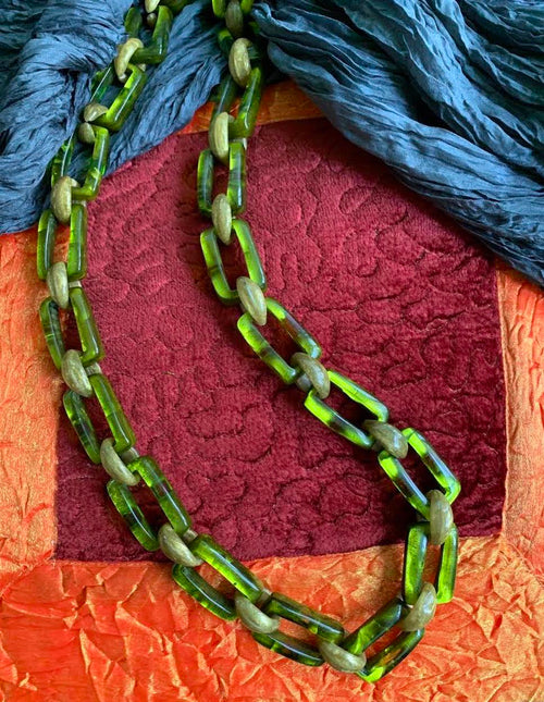 Dominique Denaive Long Necklace in Greentea