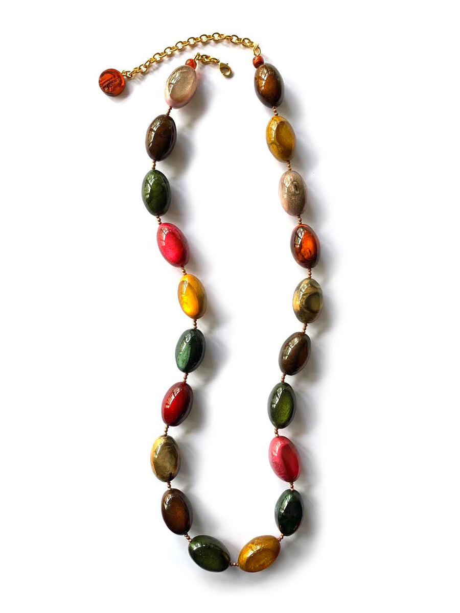 Dominique Denaive Long Necklace in Autumn Colors
