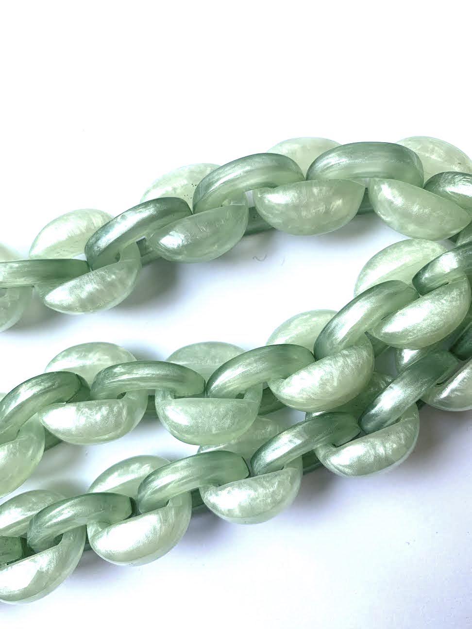 Dominique Denaive Pale Green Chain Necklace