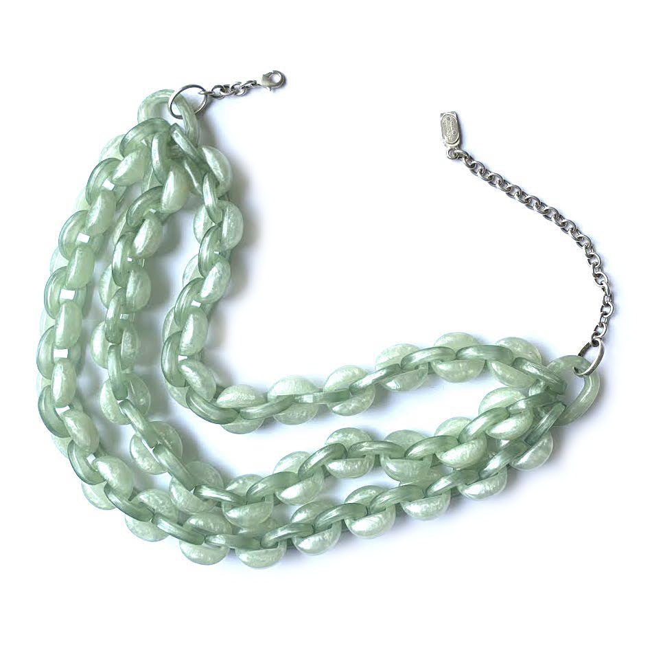 Dominique Denaive Pale Green Chain Necklace