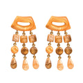 Dominique Denaive Bambi Earrings with Fringe in Peach / Blond Vénitien color