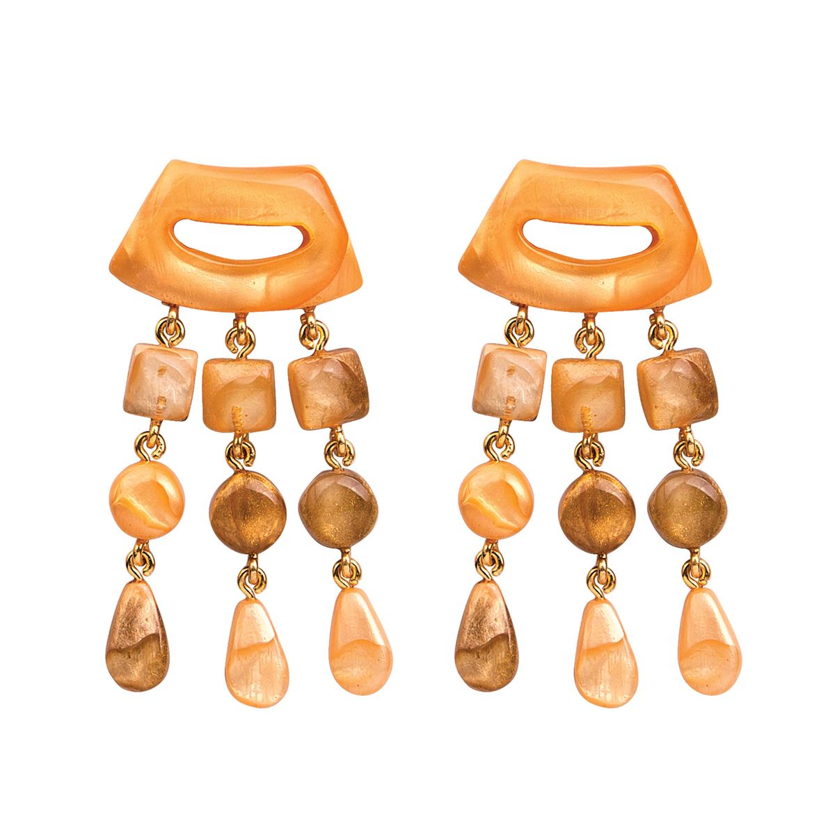 Dominique Denaive Bambi Earrings with Fringe in Peach / Blond Vénitien color