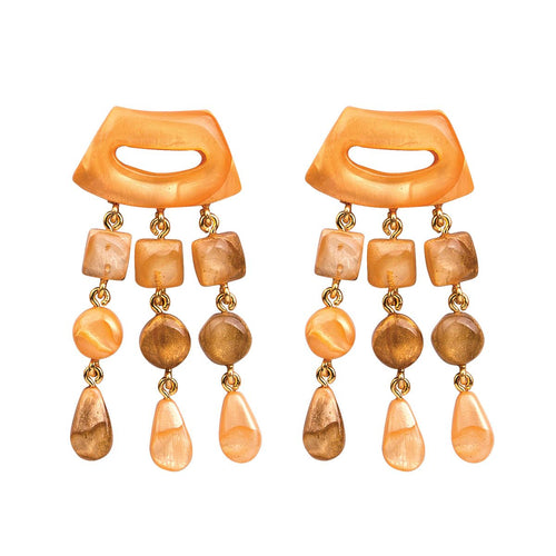 Dominique Denaive Bambi Earrings with Fringe in Peach / Blond Vénitien color