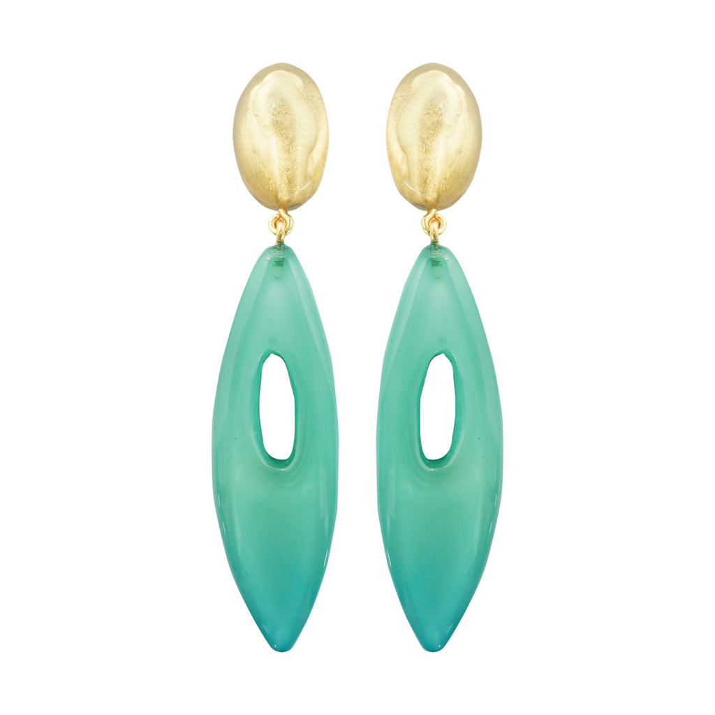 Dominique Denaive Art Deco Earrings in Turquoise and Gold