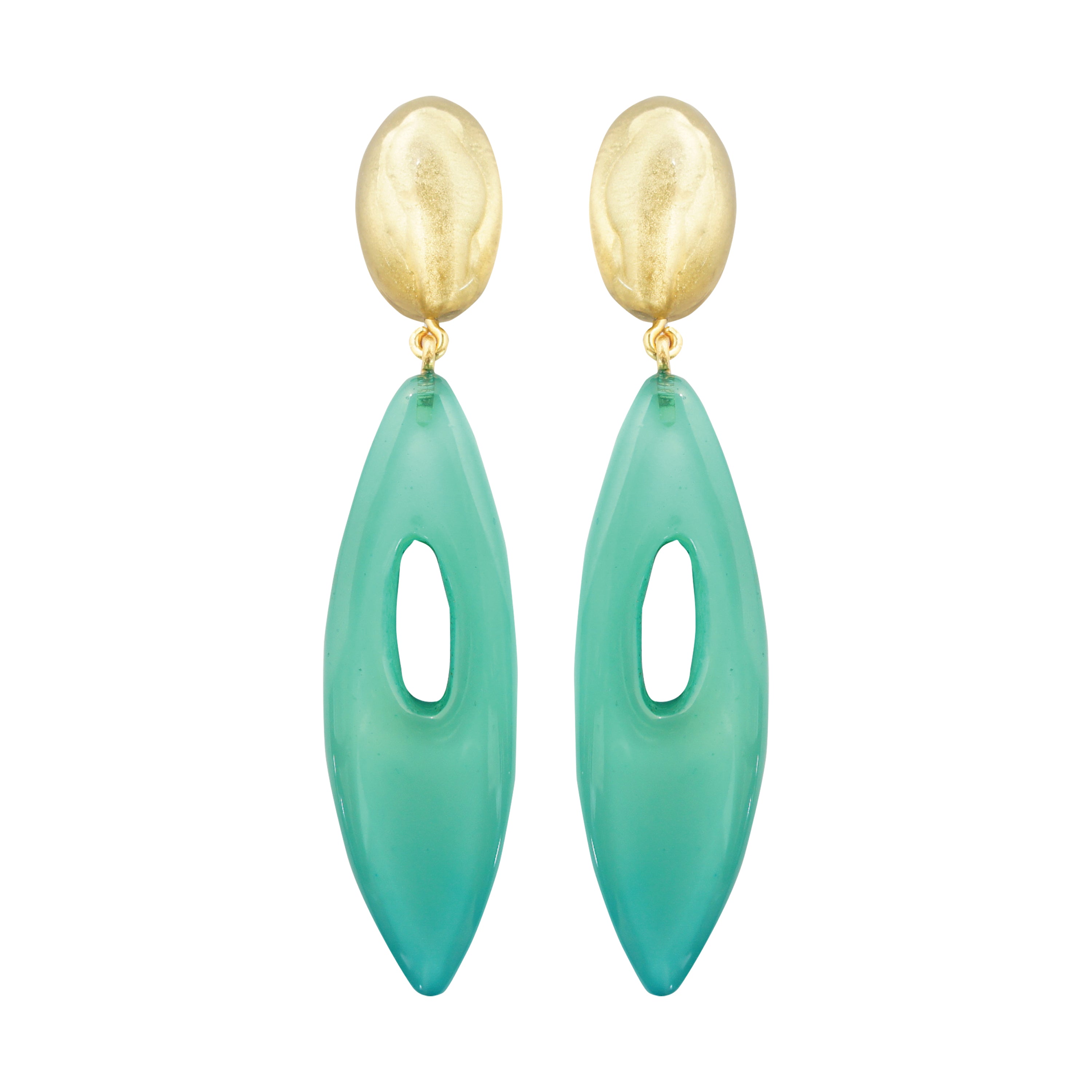 Dominique Denaive Art Deco Earrings in Turquoise and Gold
