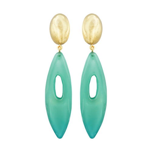 Dominique Denaive Art Deco Earrings in Turquoise and Gold