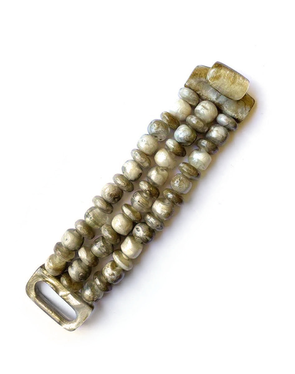 Dominique Denaive Bead Bracelet in Marbled Beige
