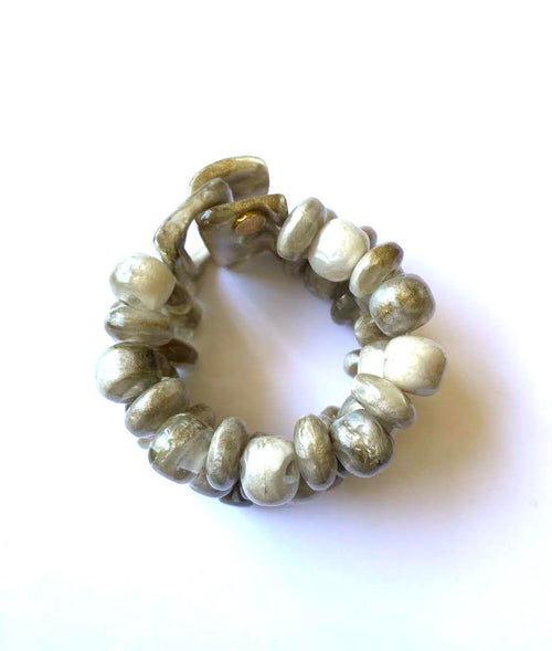 Dominique Denaive Bead Bracelet in Marbled Beige