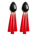 Dominique Denaive Black & Red Fringe Earrings