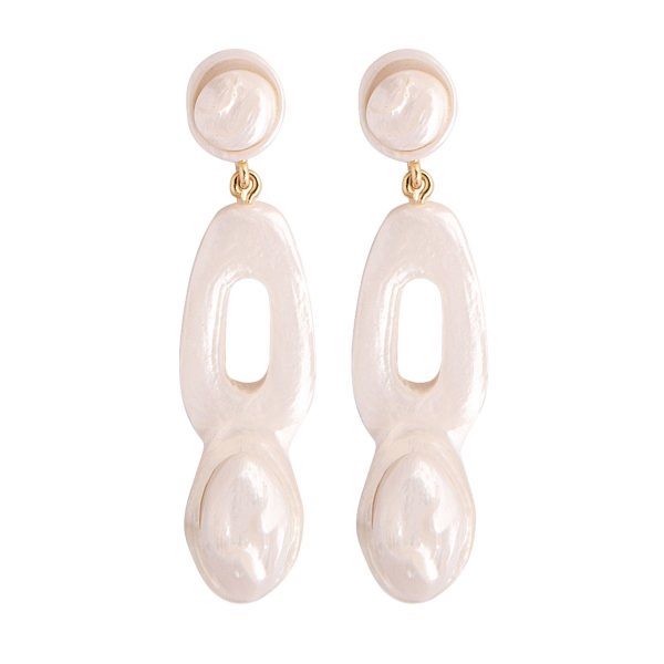 Dominique Denaive Long White Pearl Earrings
