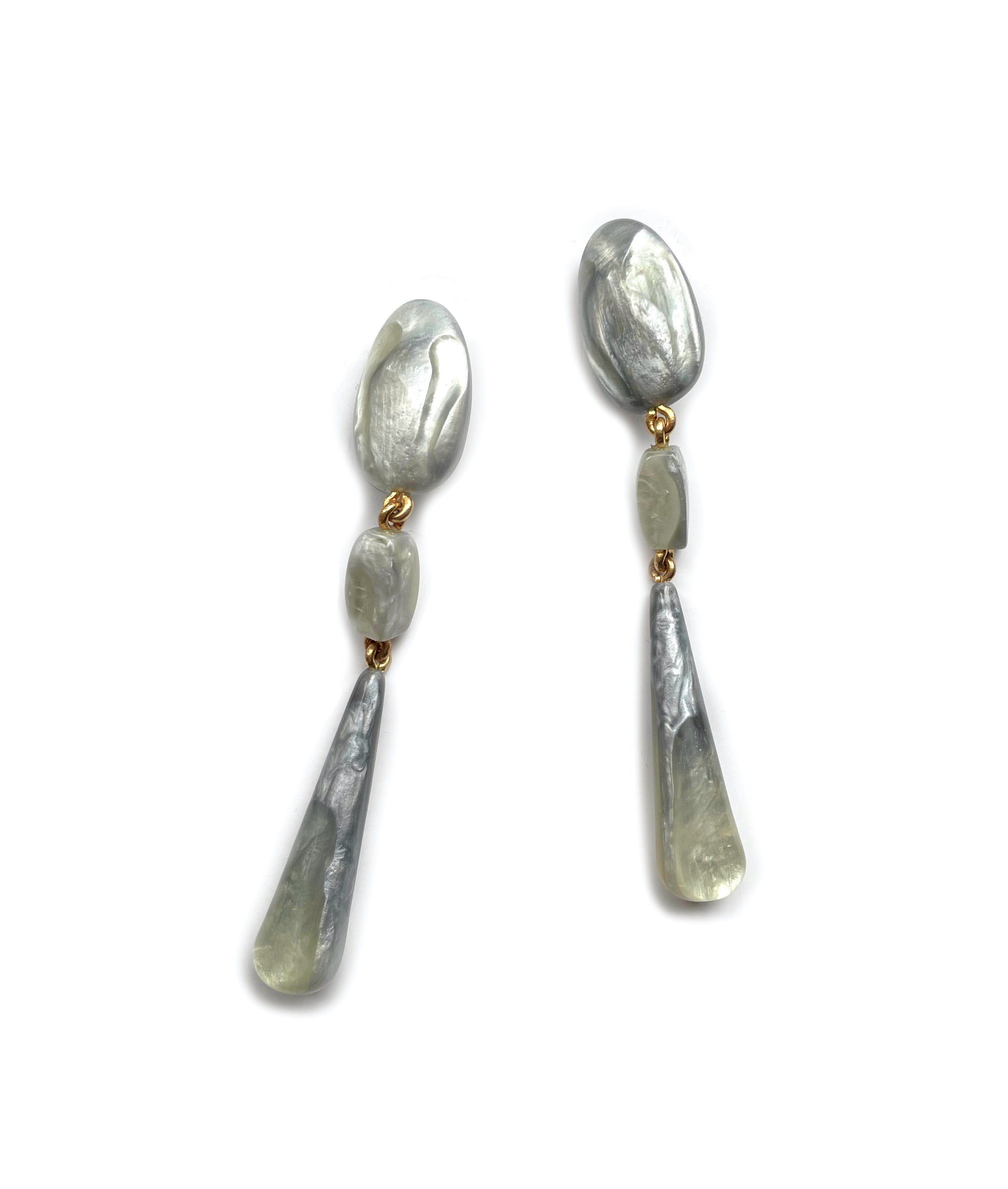 Dominique Denaive Long Grey Earrings