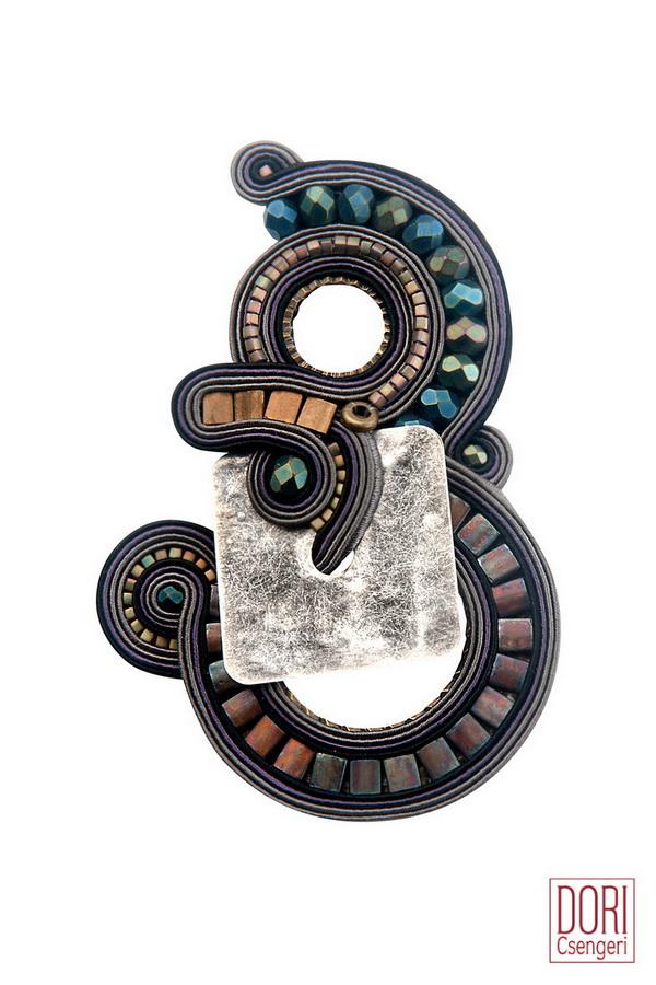 Dori Csengeri Modern Mixed Media Brooch