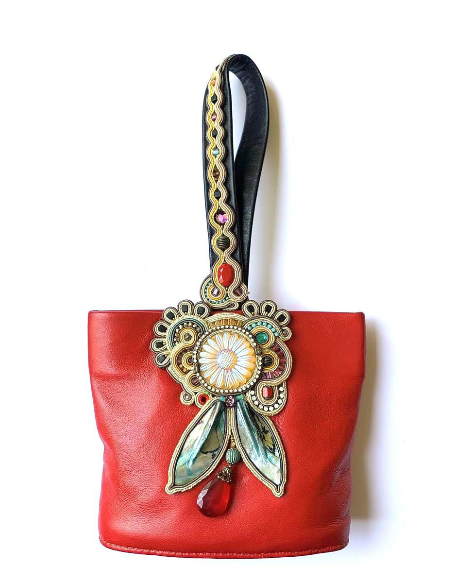 Dori Csengeri Red Gustav Klimt Inspired Couture Bag