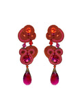 Dori Csengeri Long Earrings in Red, Orange and Fuchsia