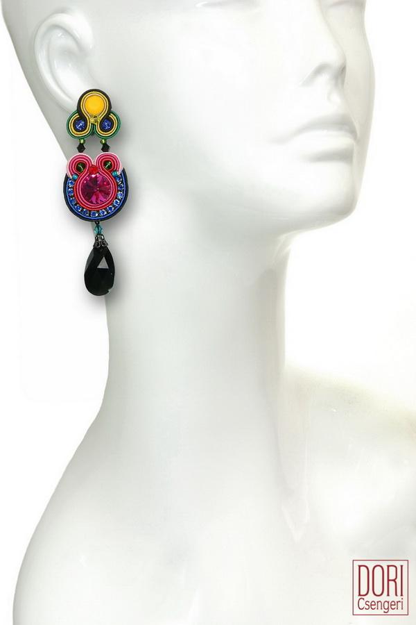 Dori Csengeri Earrings in Fuchsia Yellow Blue & Black