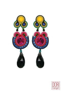 Dori Csengeri Earrings in Fuchsia Yellow Blue & Black