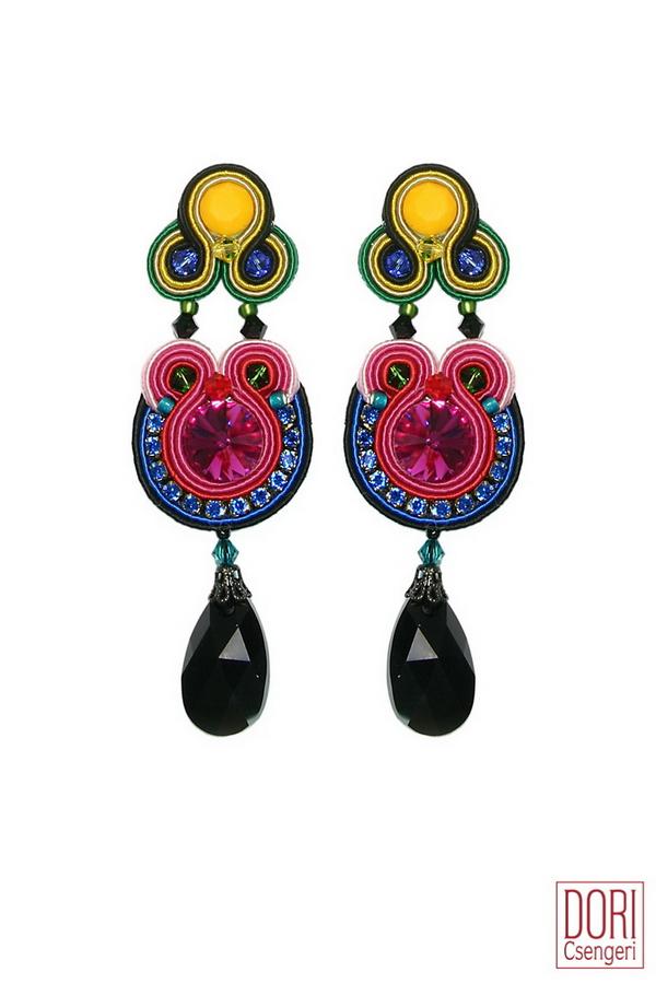 Dori Csengeri Earrings in Fuchsia Yellow Blue & Black
