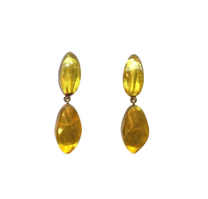 Dominique Denaive Faceted Drop Earrings in Yellow