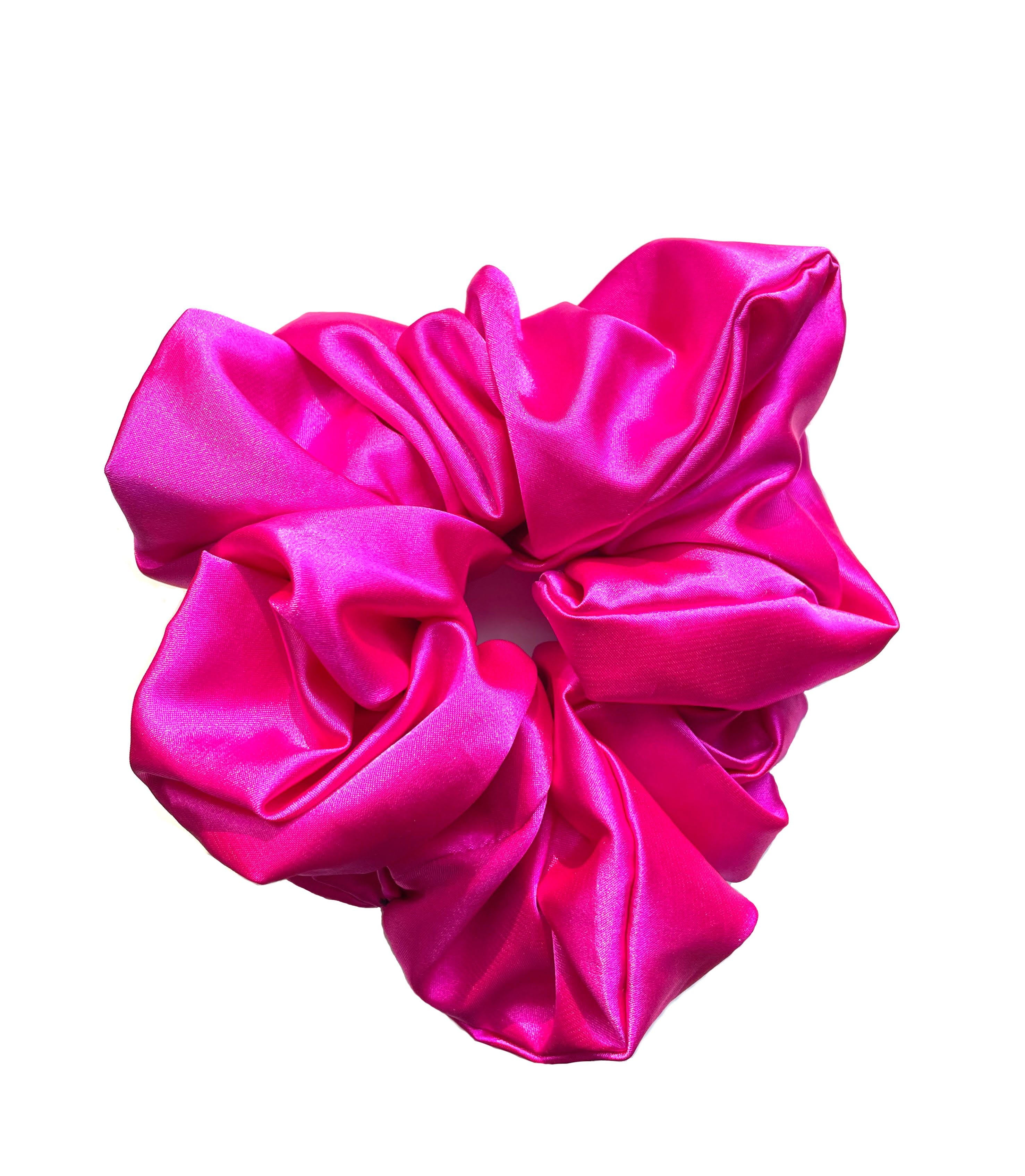 Oversized Fuchsia Satin Scrunchie