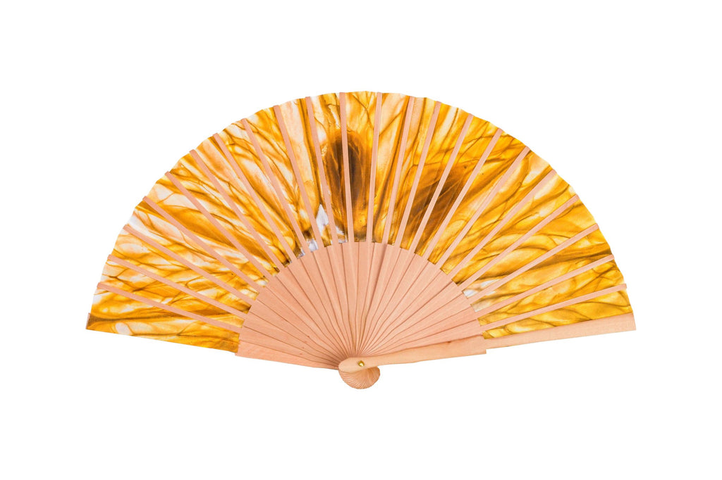 Yellow Citrus Print Hand Fan