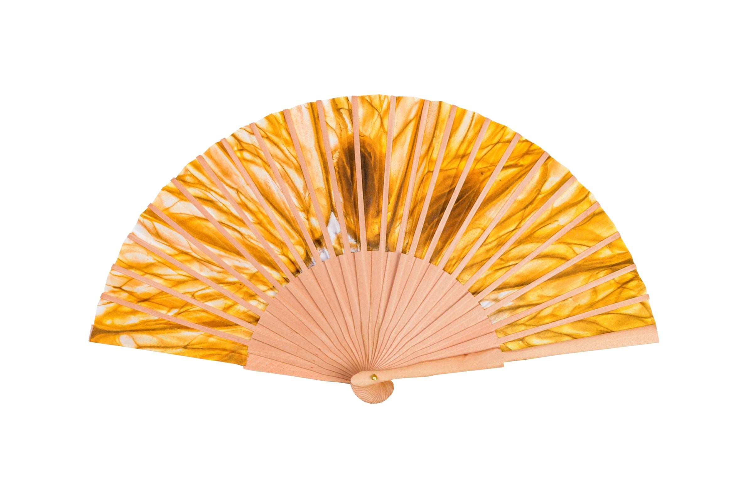 Yellow Citrus Print Hand Fan