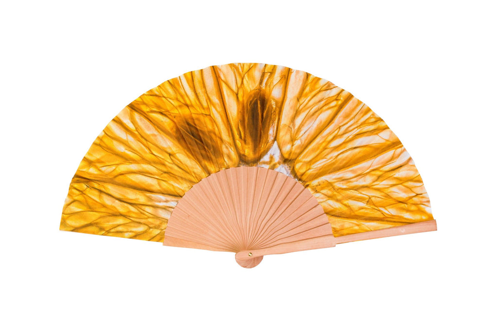Yellow Citrus Print Hand Fan