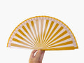 Art Deco Styled Yellow & White Striped Hand Fan