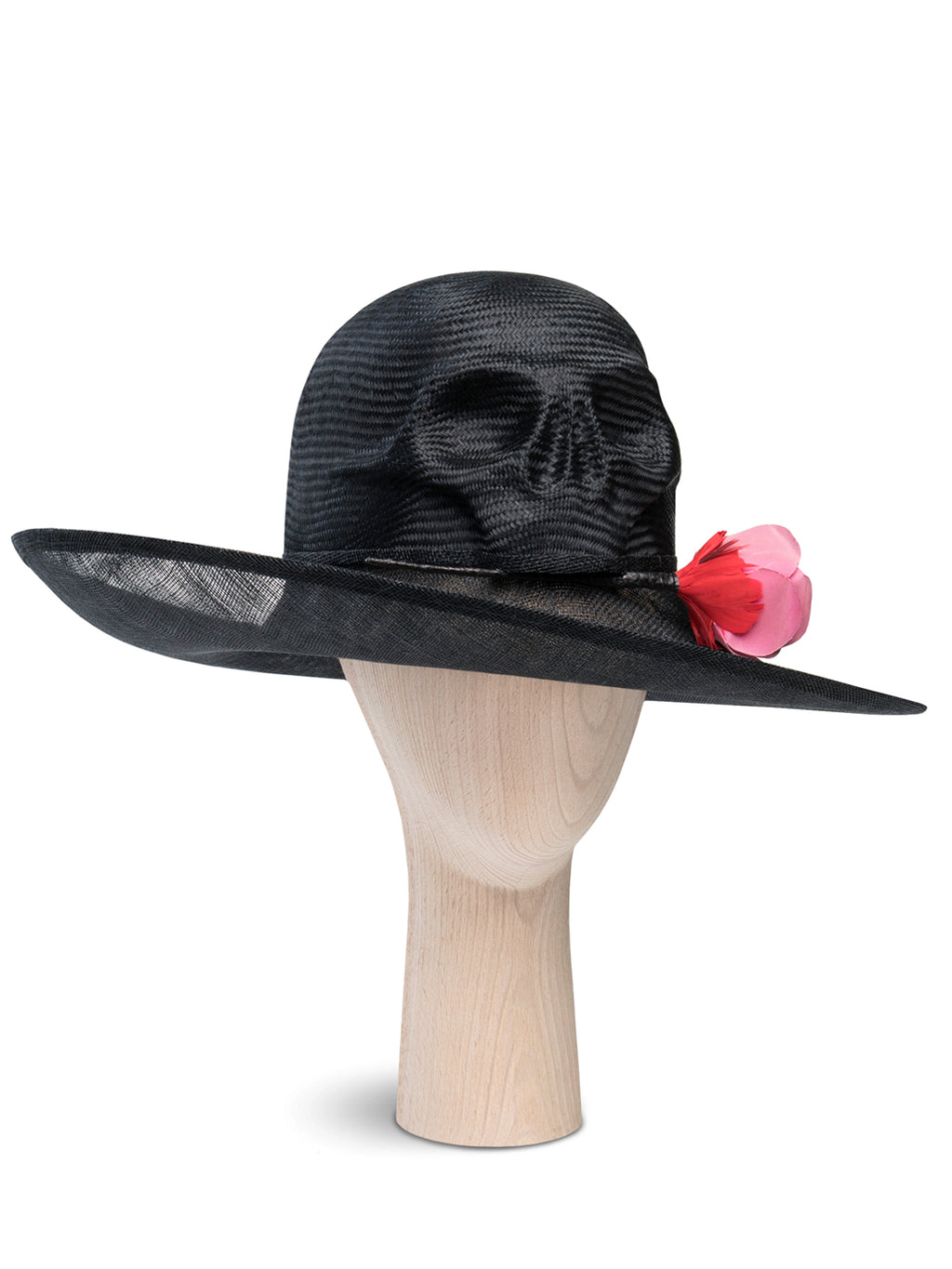 Kristina Dragomir Black Skull Hat with Rose