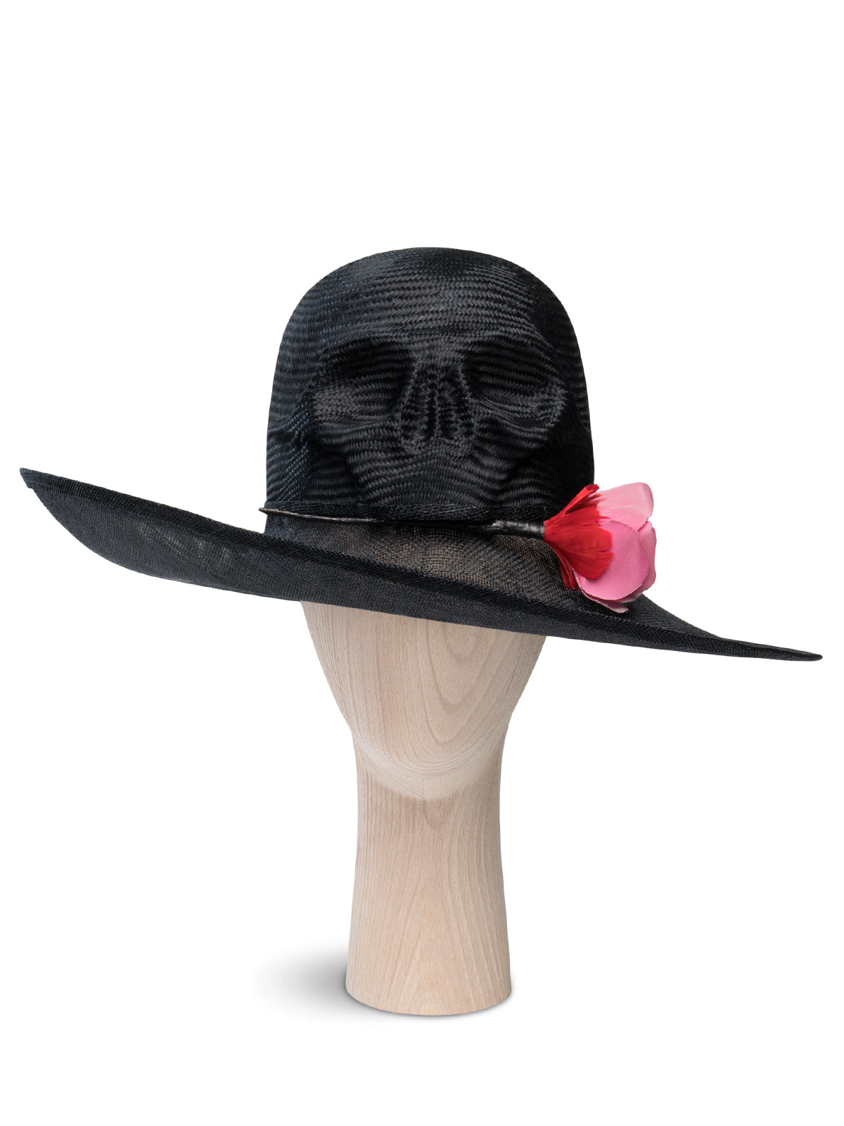 Kristina Dragomir Black Skull Hat with Rose