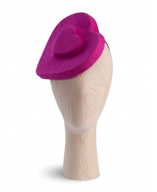 Kristina Dragomir Heart Mini Beret in Fuchsia