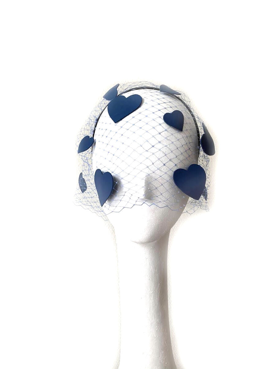 Kristina Dragomir Blue Heart Veil Headband