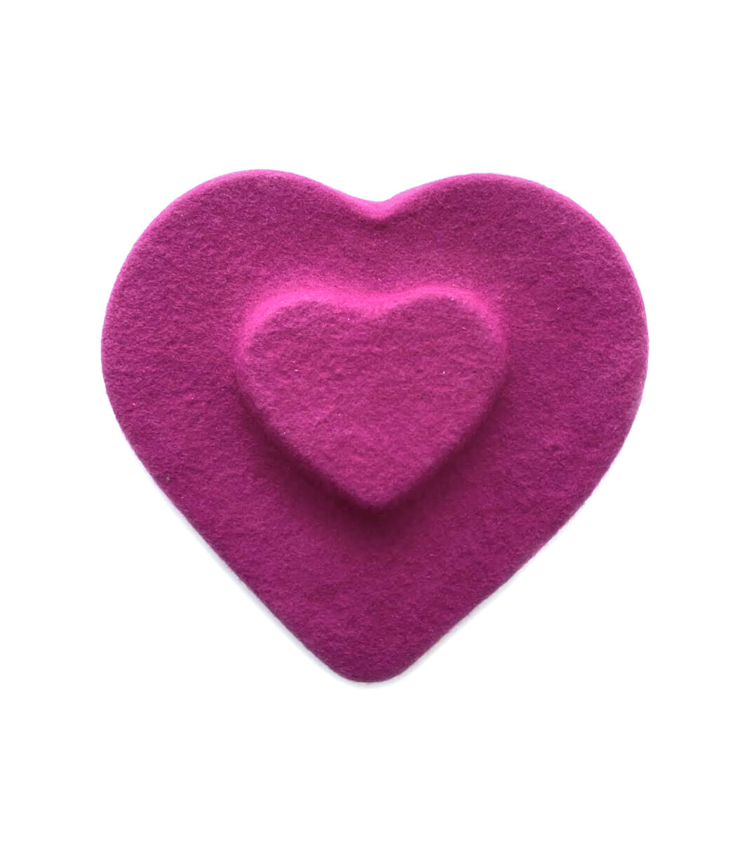 Kristina Dragomir Heart Mini Beret in Fuchsia