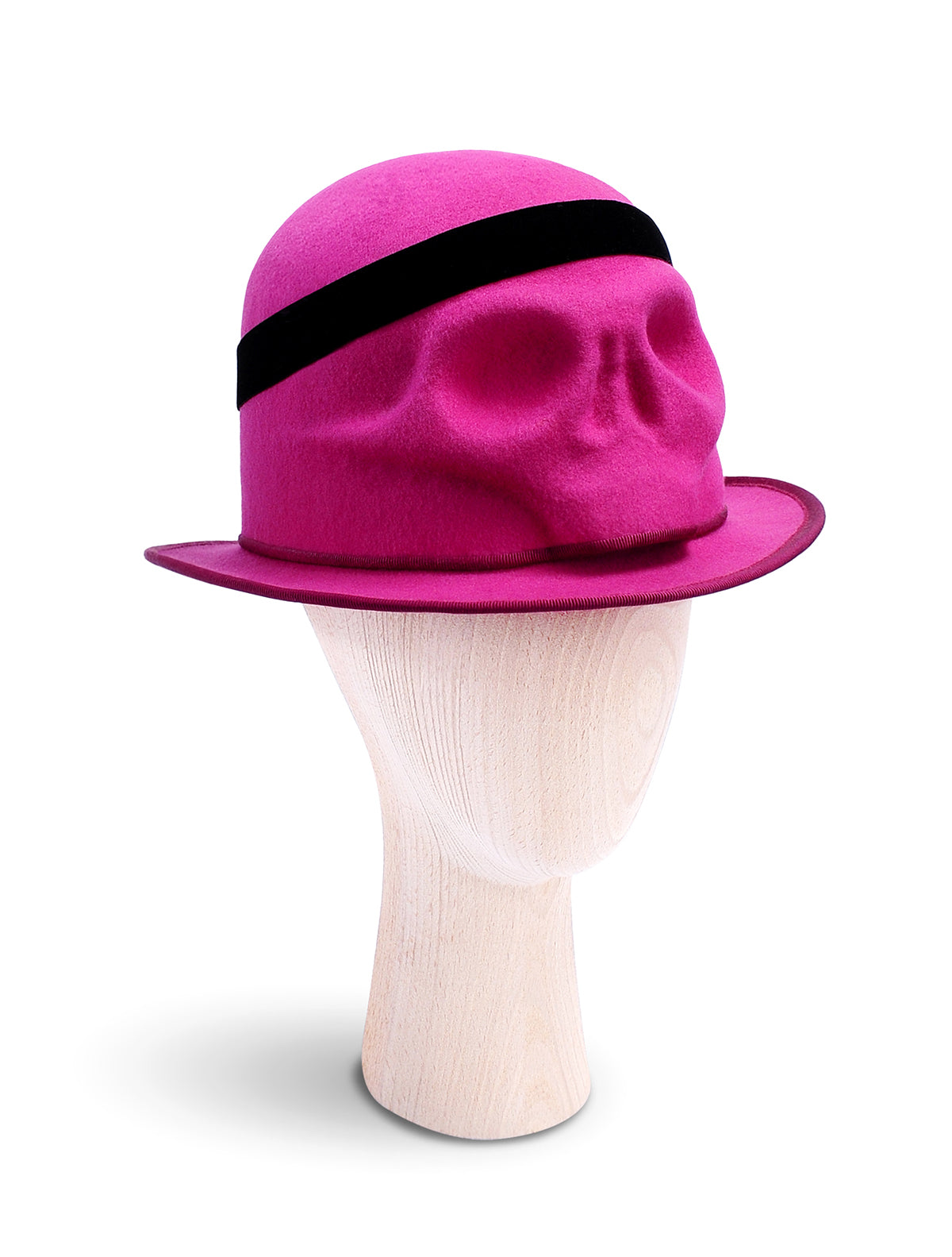 Kristina Dragomir Fuchsia Skull Bowler Hat