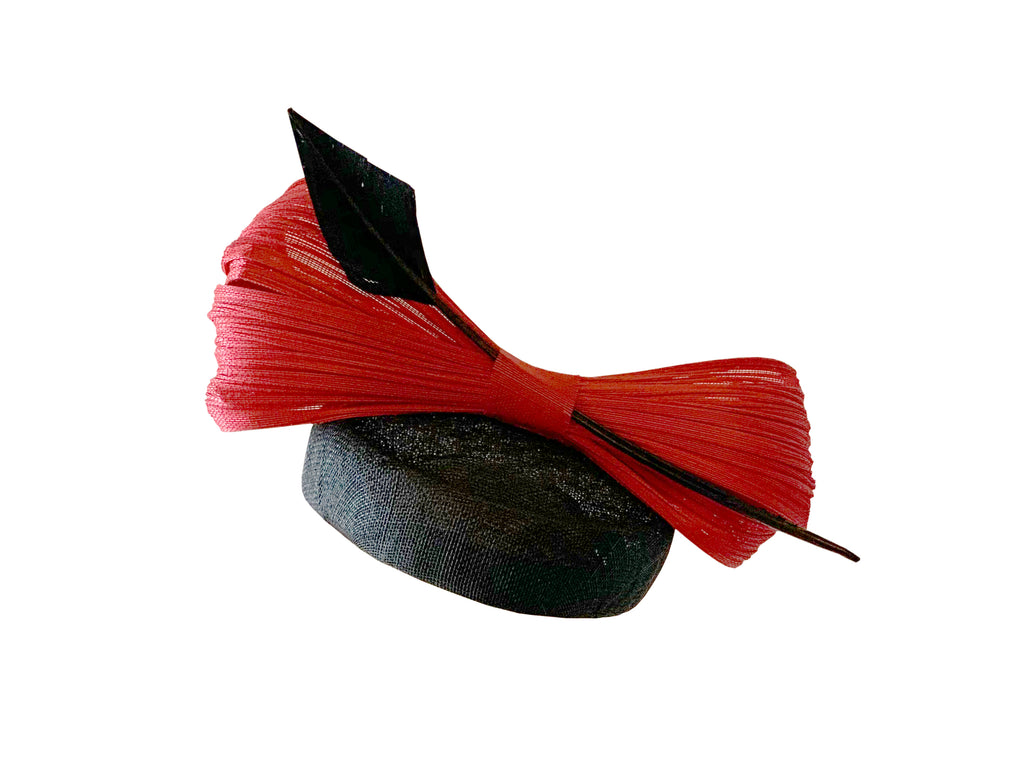 Kristina Dragomir Black Pillbox Hat with Bow