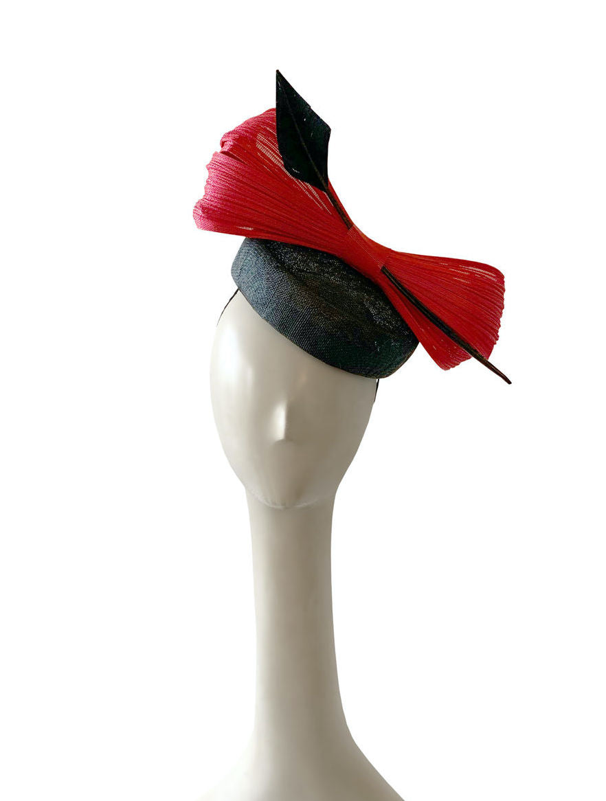 Kristina Dragomir Black Pillbox Hat with Bow