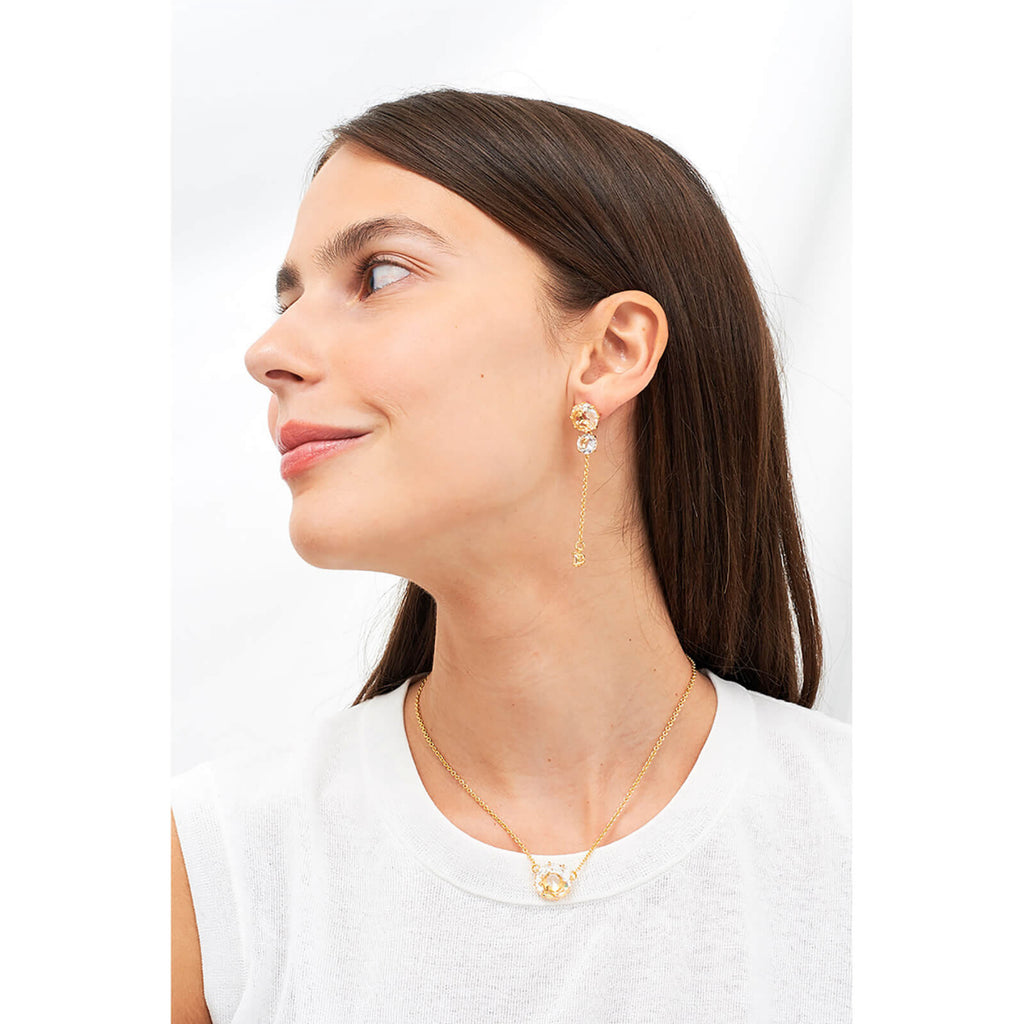 Les Néréides Crystal Round Stone La Diamantine Pendant Necklace