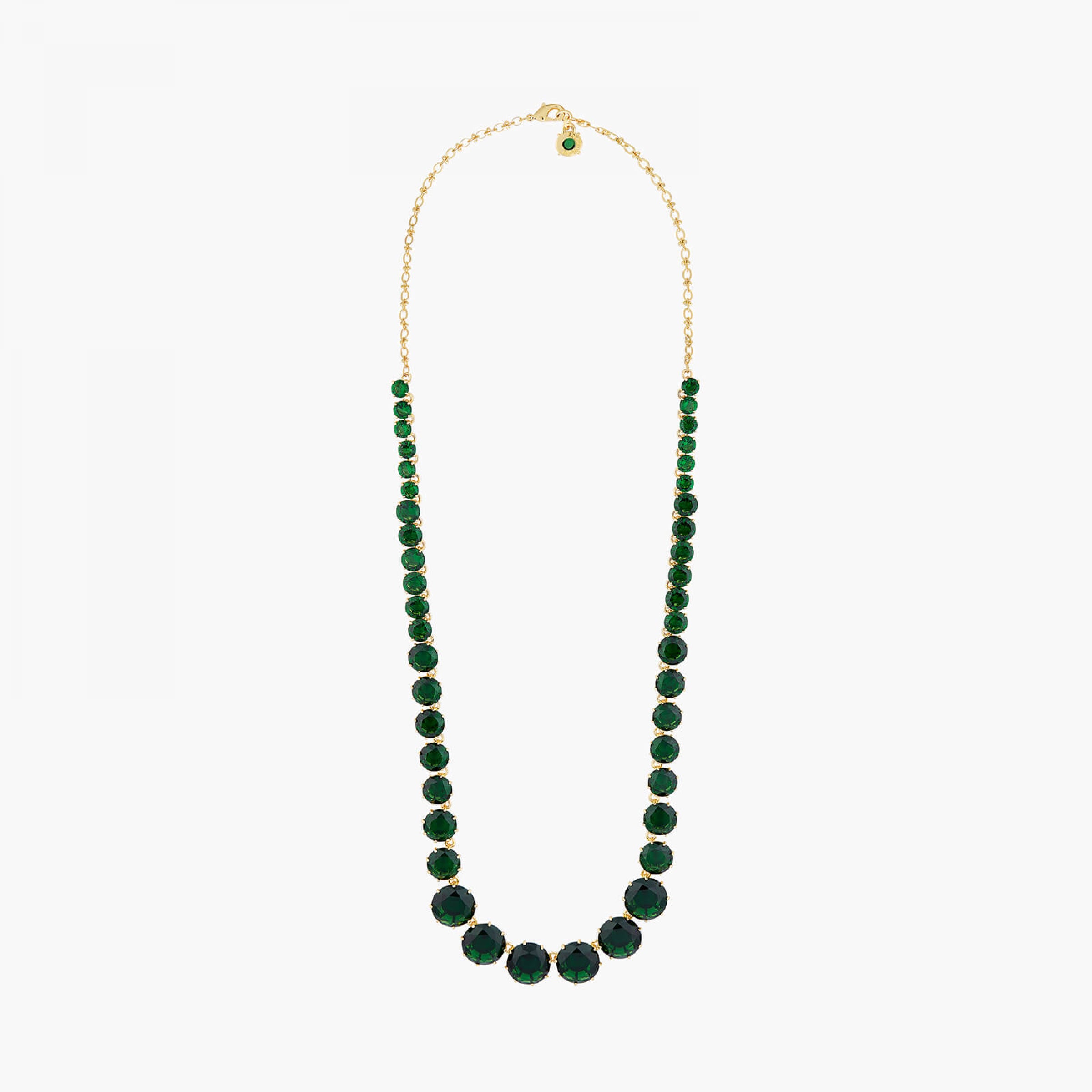 Les Néréides Emerald Green Diamantine Luxurious long necklace