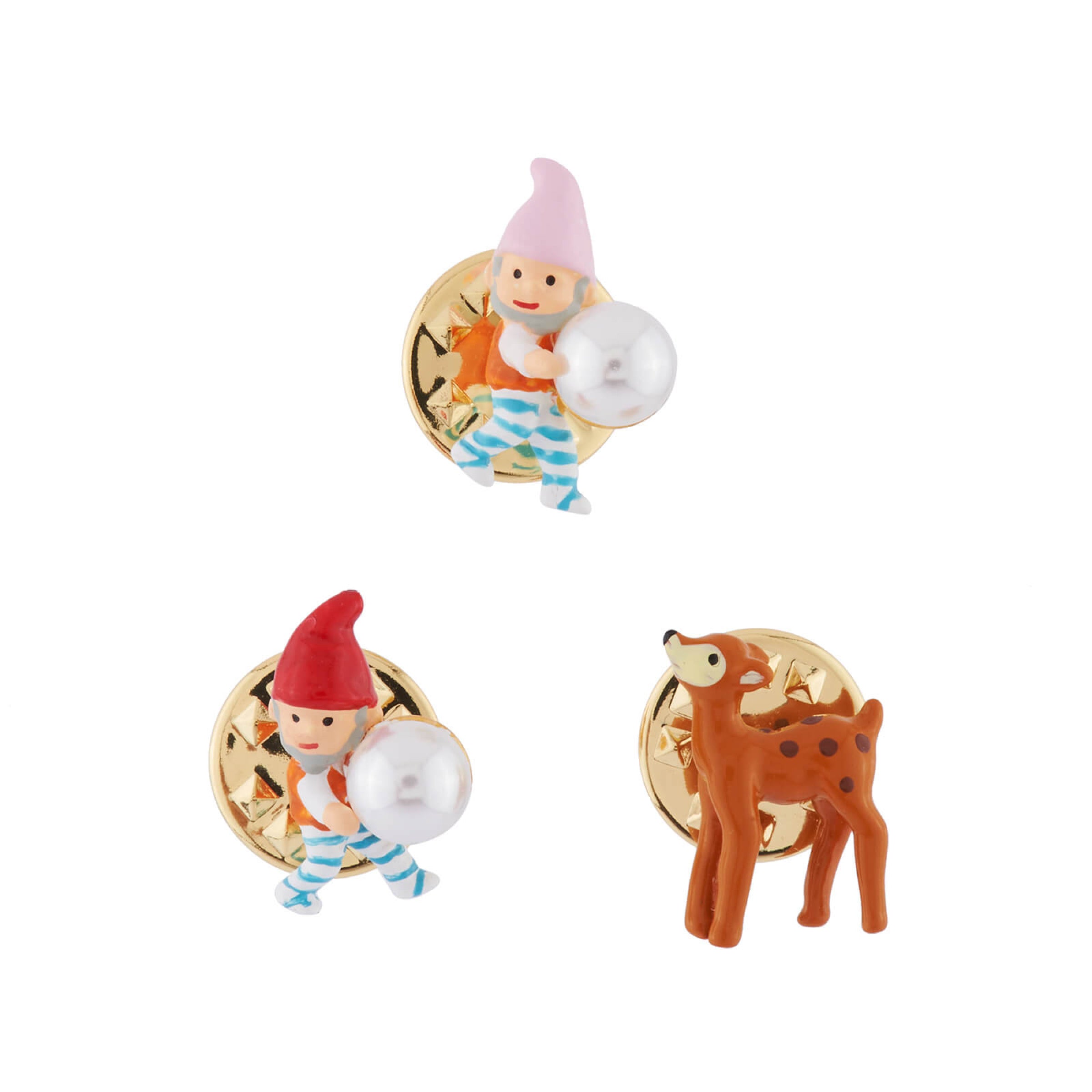Les Néréides Dwarfs and Small Deer Set of 3 Pins