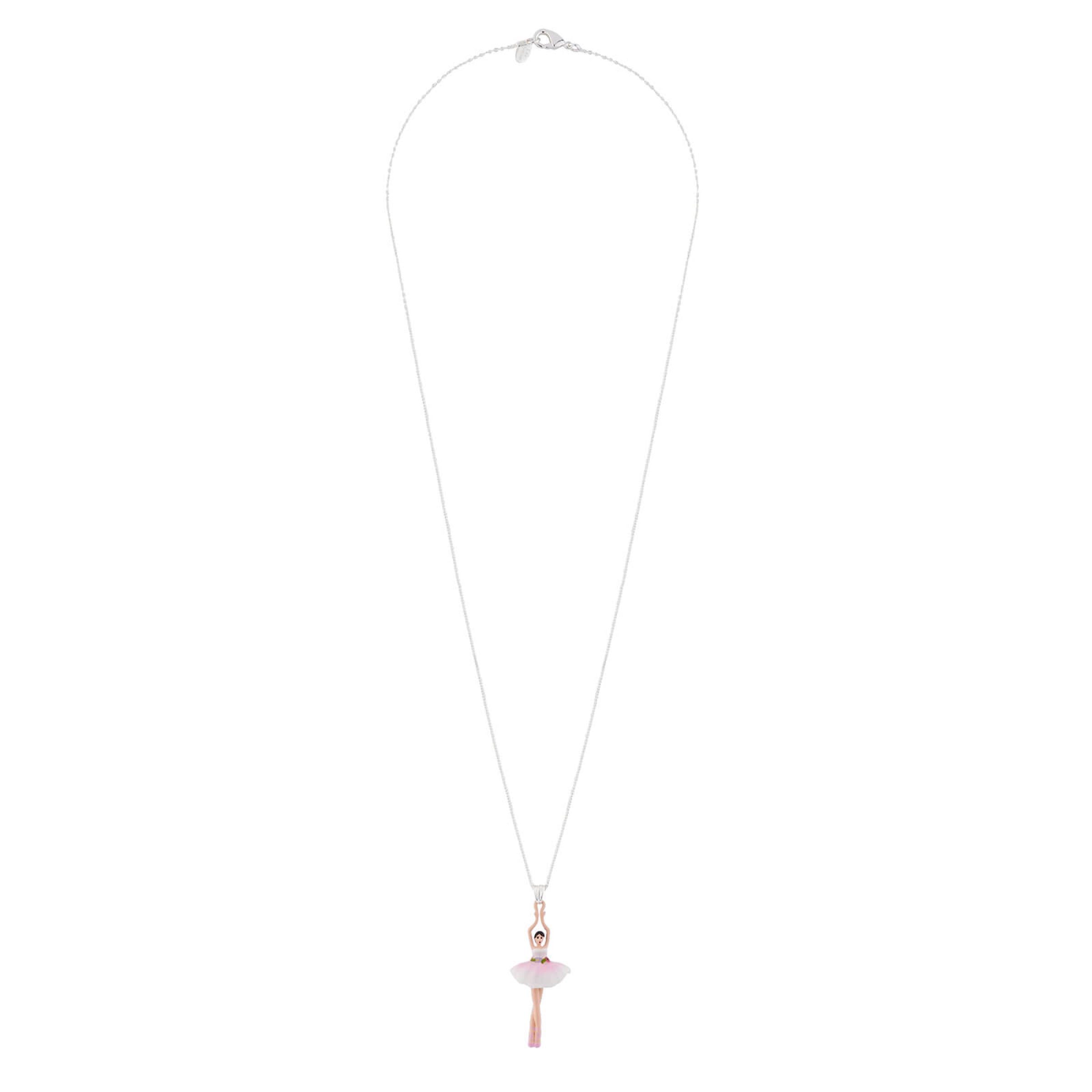 Les Néréides pink and white ballerina pendant necklace, silver