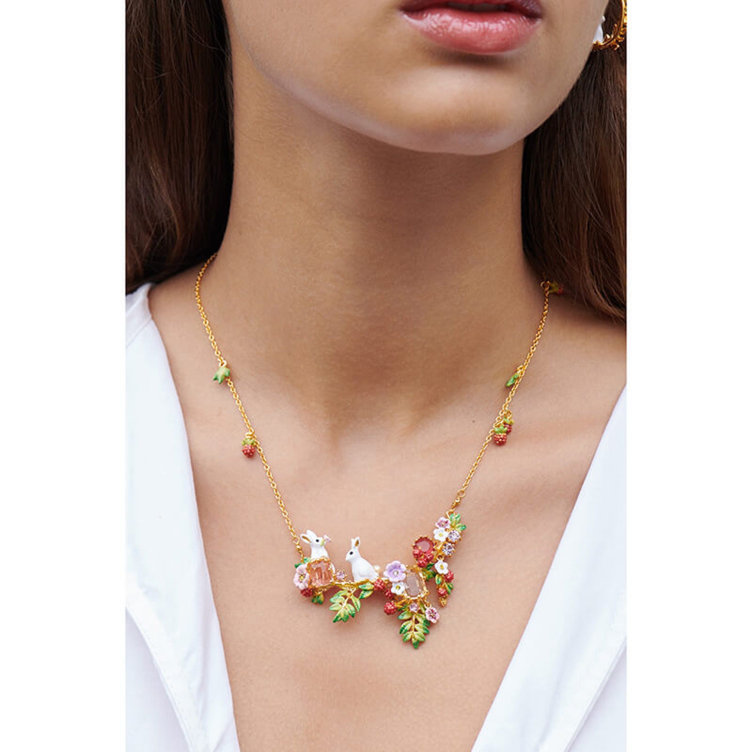 Les Néréides White Bunny Rabbits Collar necklace