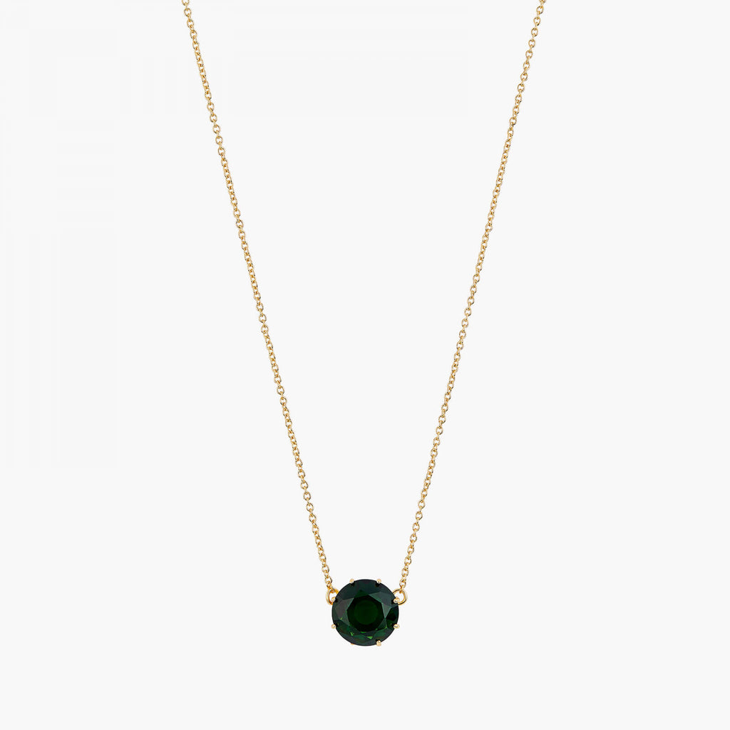 Les Néréides Emerald Green Round Stone Diamantine pendant necklace