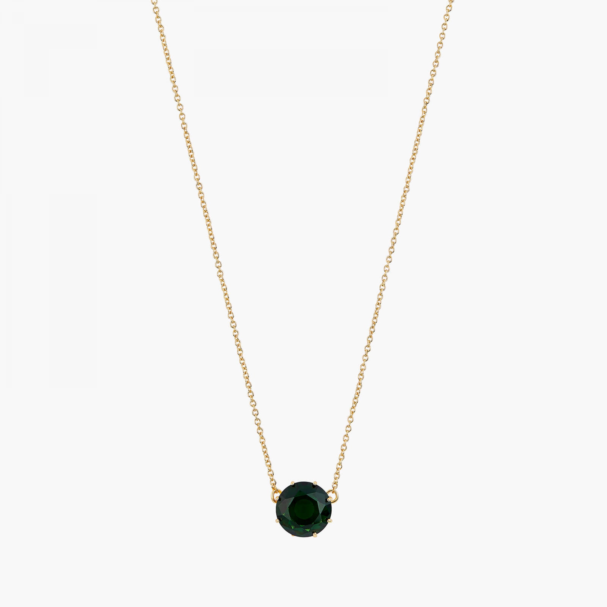 Les Néréides Emerald Green Round Stone Diamantine pendant necklace