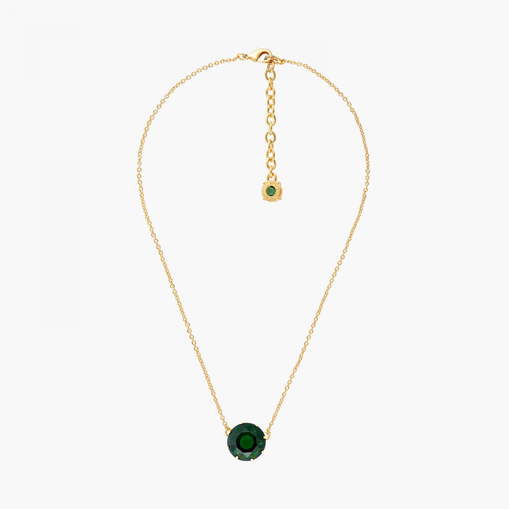 Les Néréides Emerald Green Round Stone Diamantine pendant necklace