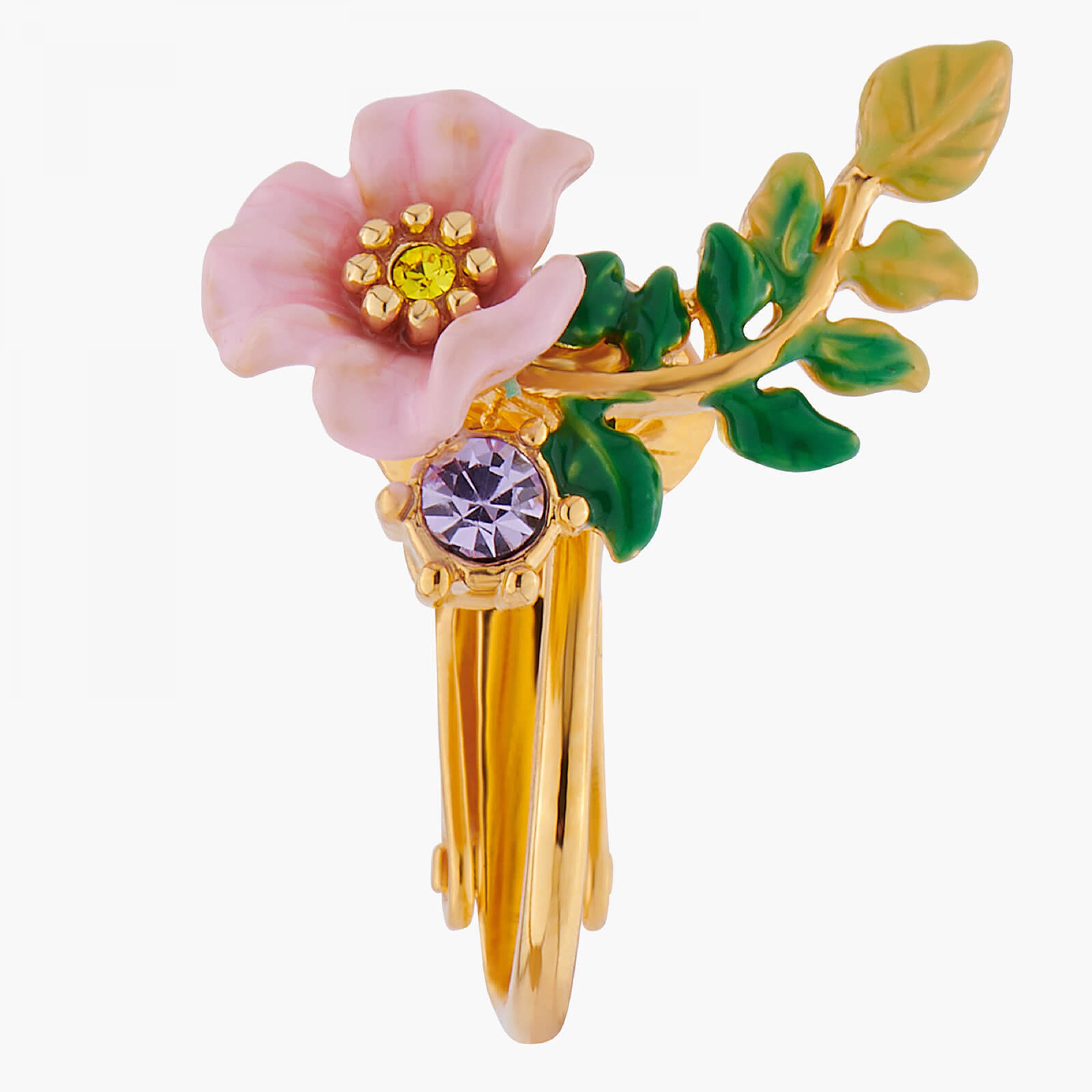 Les Néréides Rabbit & Flower Asymmetrical Earrings