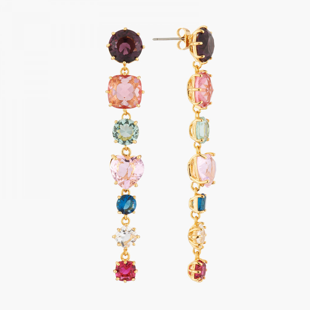 Les Néréides Multicolor Pink La Diamantine 7 Stones Earrings