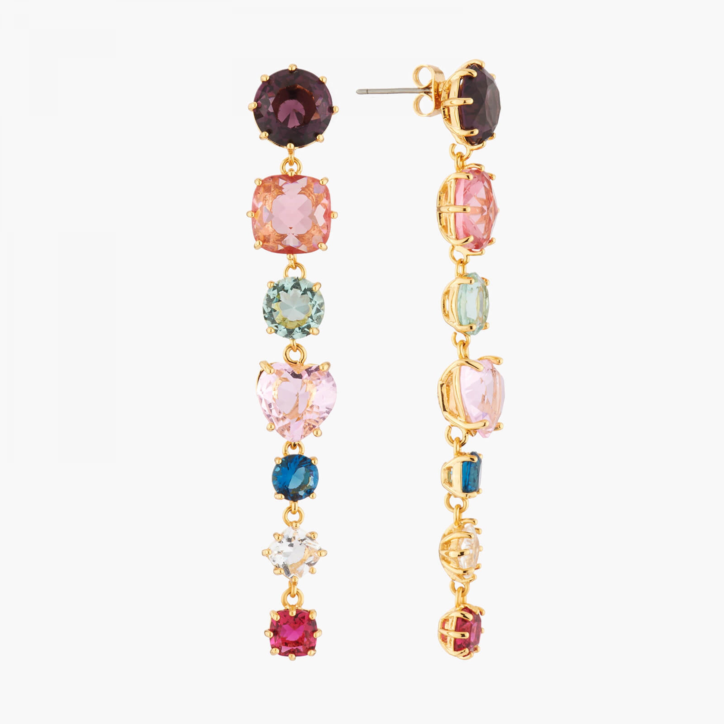 Les Néréides Multicolor Pink La Diamantine 7 Stones Earrings