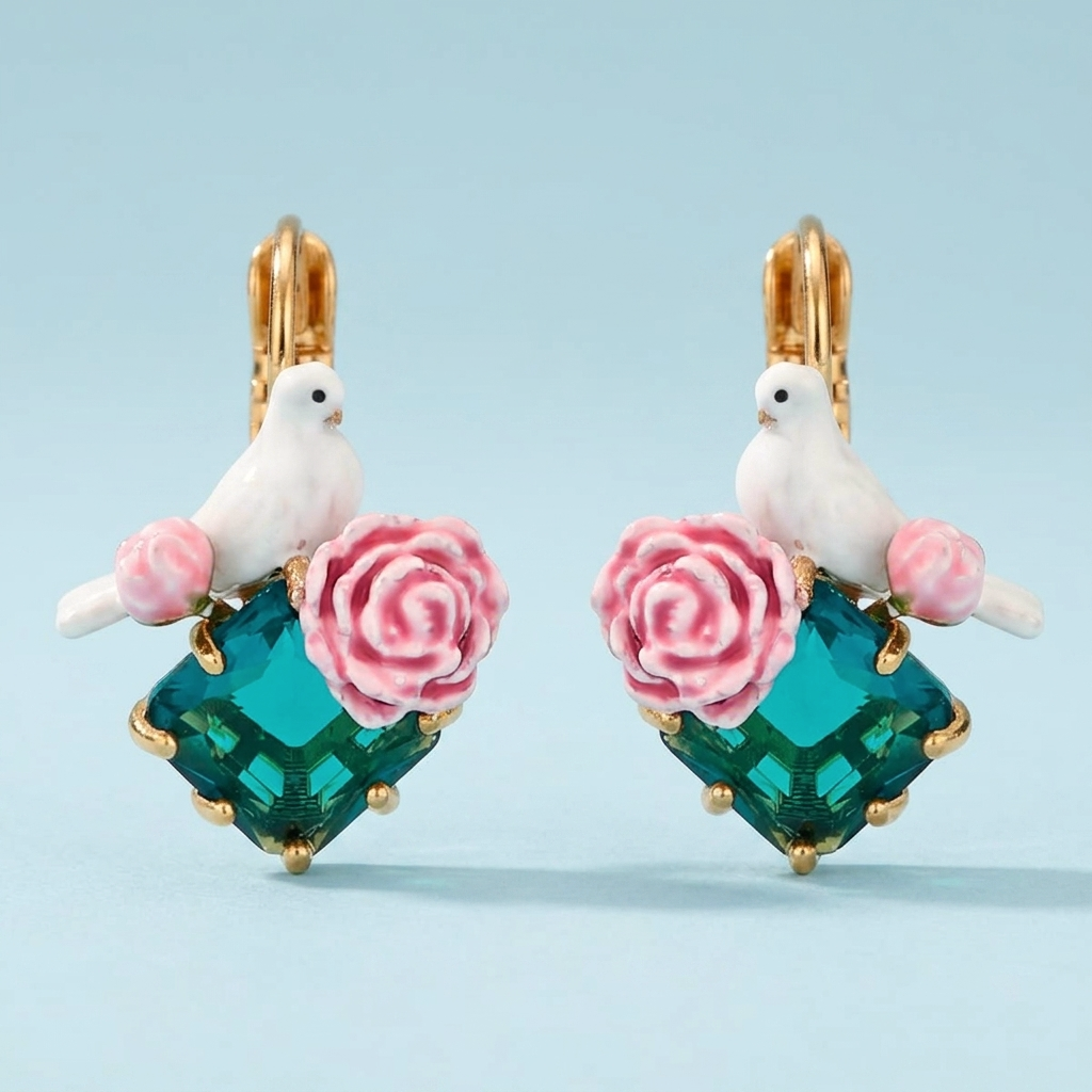 Les Néréides Dove and Peony Earrings