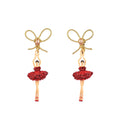 Les Néréides Red Ballerina Earrings with Rhinestones