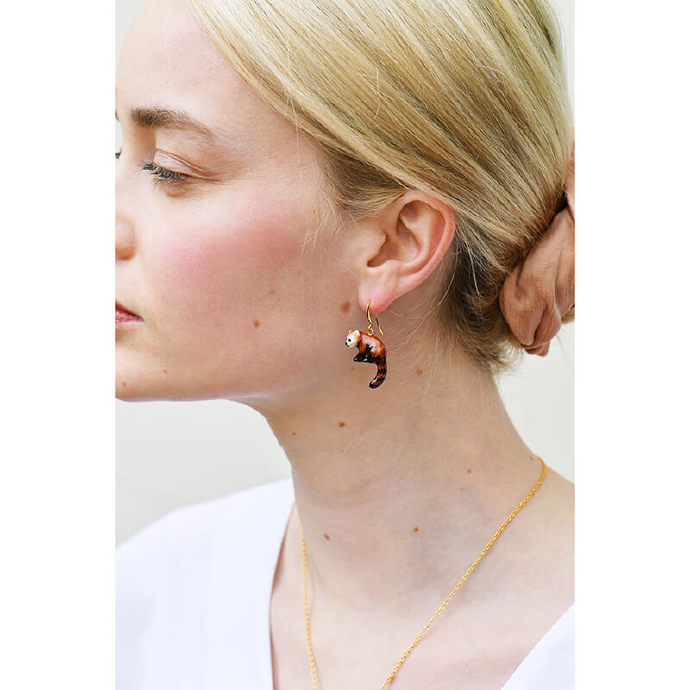 Les Néréides Red Panda Pendant Hoops