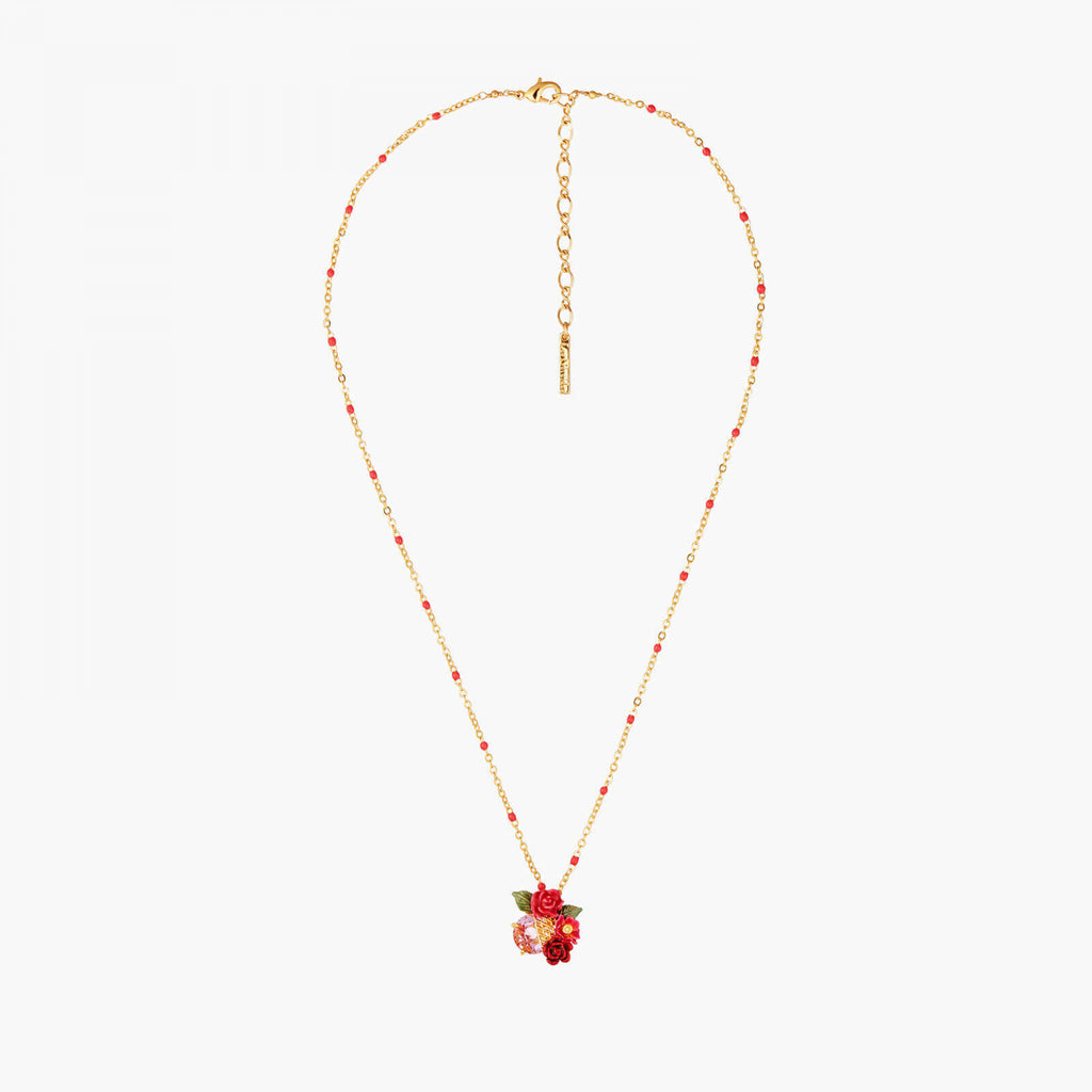 Les Néréides Rose Bouquet and Trellis Pendant Necklace